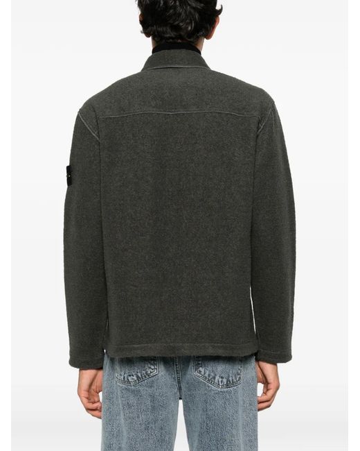 Stone Island Black Logo-Patch Shirt Jacket for men