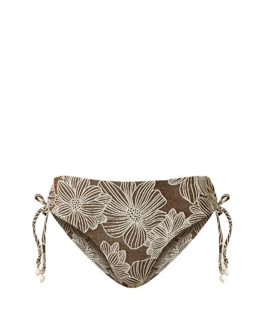 Twinset Gray Jacquard Bikini Bottoms With Pearls