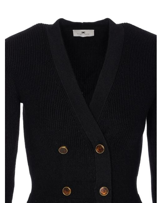 Robe Courte Nervurée À Loquet Elisabetta Franchi en coloris Black