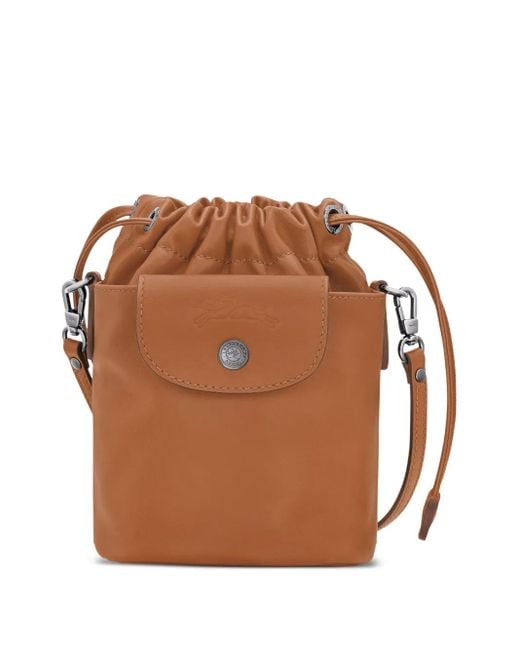Longchamp Brown Mini Le Pliage Xtra Drawstring Bucket Bag