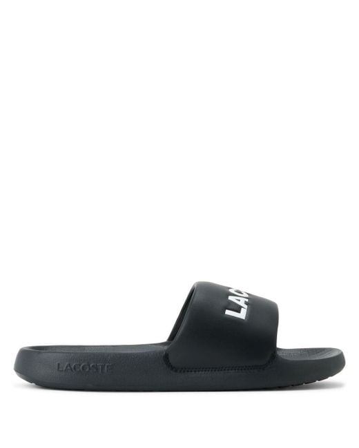 Black lacoste flip flops sale