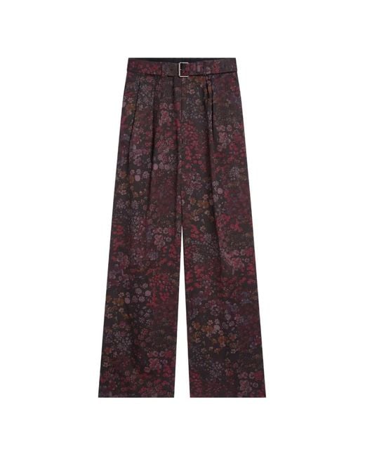 Dries Van Noten Purple Belted Viscose Pants for men