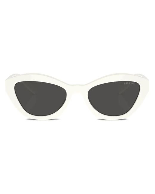 Prada White Logo-Lettering Cat-Eye Sunglasses
