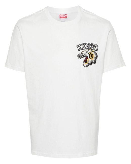 T-shirt en jersey de coton à tigre brodé KENZO pour homme en coloris White