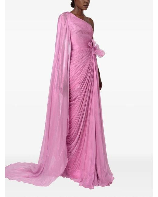iris serban pink dress IRIS SERBAN Yeliel Twisted-feathers Maxi Dress - Pink