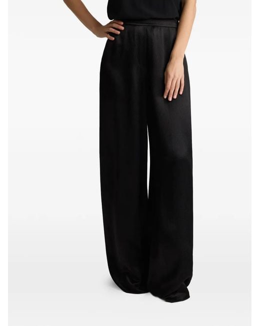 St. John Black Hammered Satin Pocket Trousers