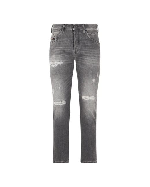 DIESEL Gray Distressed-Finish Jeans for men
