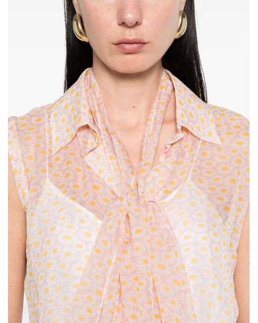Gucci White Printed Silk Top
