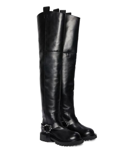 MSGM Black D-Ring Over-The-Knee Boots