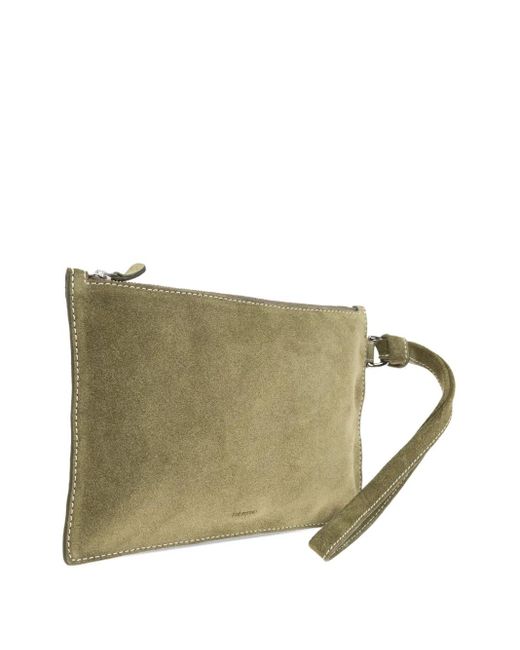 LIE STUDIO Green Charlie Suede Clutch Bag