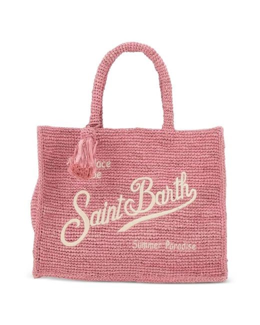 Mc2 Saint Barth Pink Colette Raffia Tote Bag
