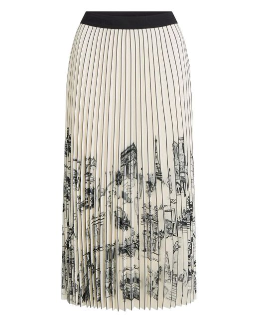 Karl Lagerfeld Natural Striped Pleated Midi Skirt