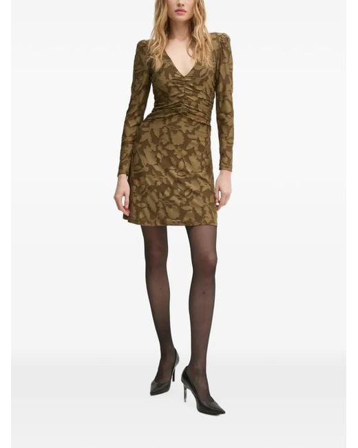 Sisley Natural Fil-Coupé Ruched Mini Dress