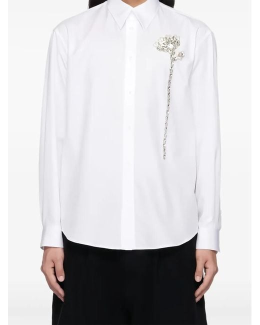 Simone Rocha White Floral-Appliqué Shirt for men
