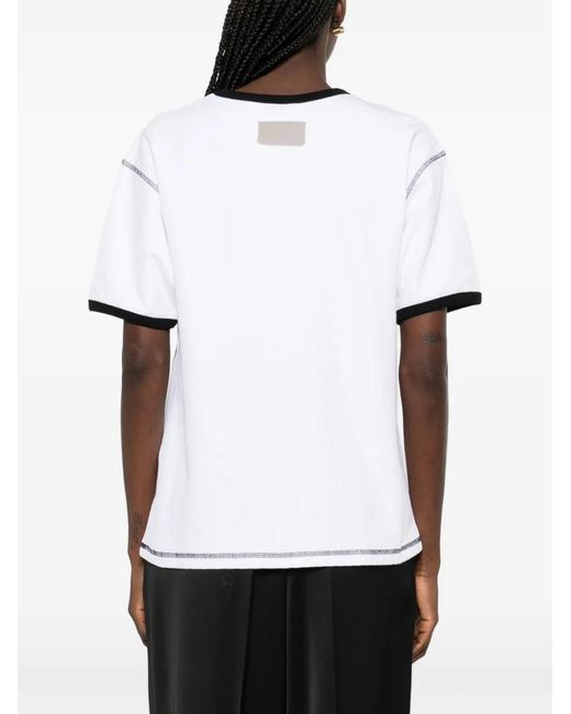 AYA MUSE White Waffle Trim T-Shirt
