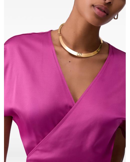 Liu Jo Pink Satin Wrap-Cut Top