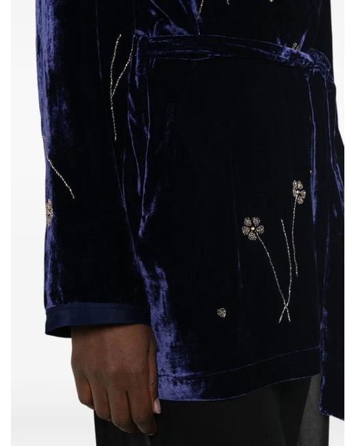 Forte_forte Blue Bead-Embellished Velvet Jacket