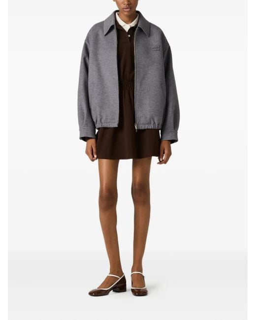 Miu Miu Gray Wool-Cashmere Shirt Jacket
