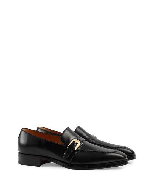 Gucci Leather Monk Shoes in Black for Men - Lyst