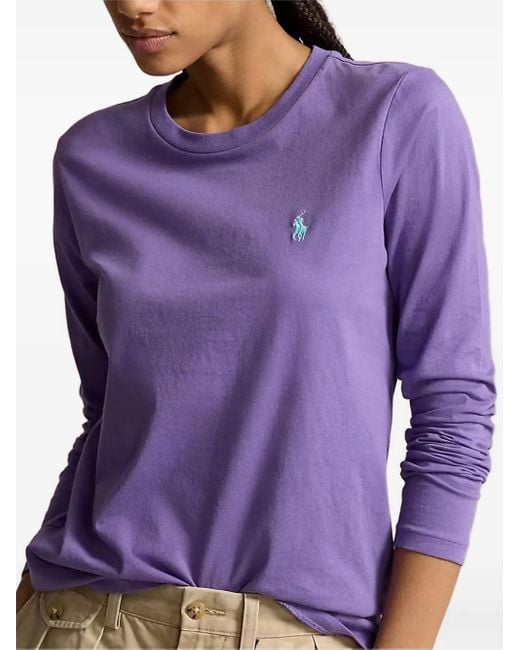 Polo Ralph Lauren Purple Langarmshirt Mit Polo Pony