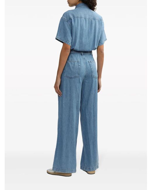 Rag & Bone Blue Belted Denim Jumpsuit
