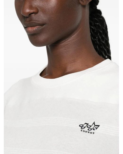 KENZO White Striped Three-Quarter-Sleeve Top