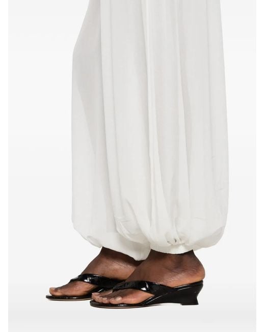 Frankie Shop White Mio Sheer Gathered-Hem Trousers