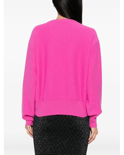 Versace Pink Logo-Knit Jumper