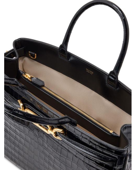 Tom Ford Black Crocodile-embossed Leather Tote Bag