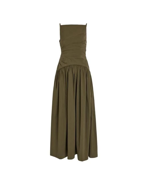 Shona Joy Green Ruched Gathered-Skirt Maxi Dress