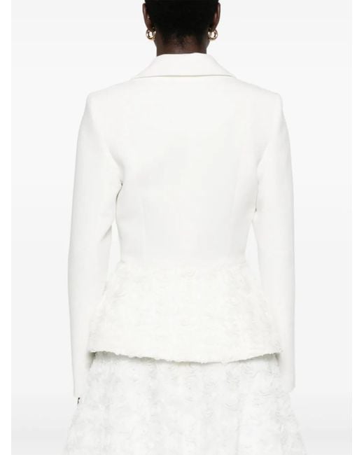 Nissa White 3D Flowers Single-Breasted Blazer