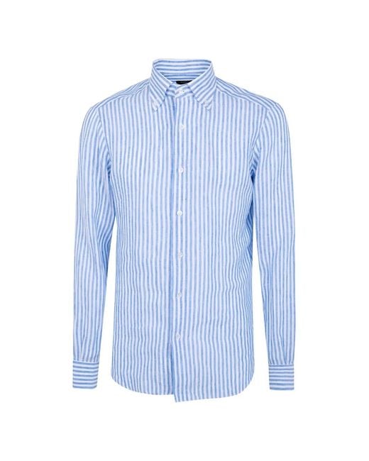 Barba Napoli Blue Striped Button-Down Shirt for men