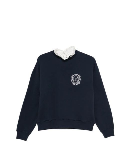 Maje Blue Logo-Embroidered Sweatshirt