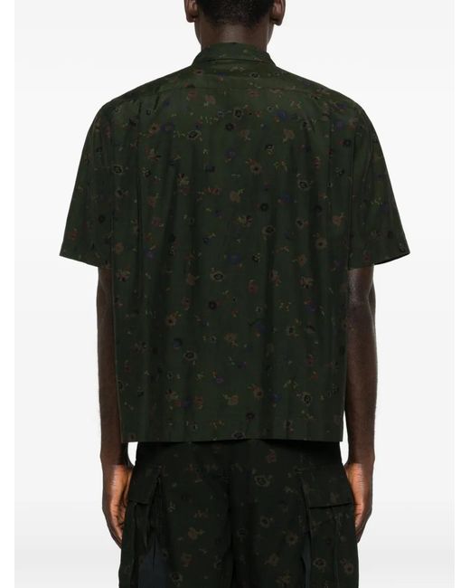 Sacai Black Floral-Print Shirt for men