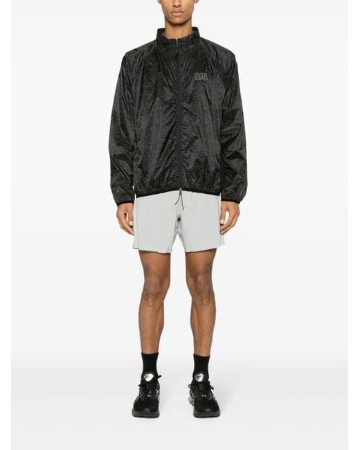 OVER OVER Black Patterned Lightweight Track Jacket for men