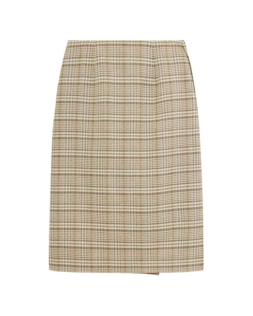 Auralee Natural Check-Pattern Midi Skirt