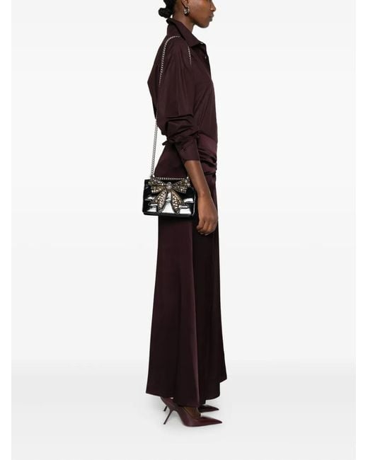 Kurt Geiger Black Bow-Embellished Patent-Leather Cross Body Bag