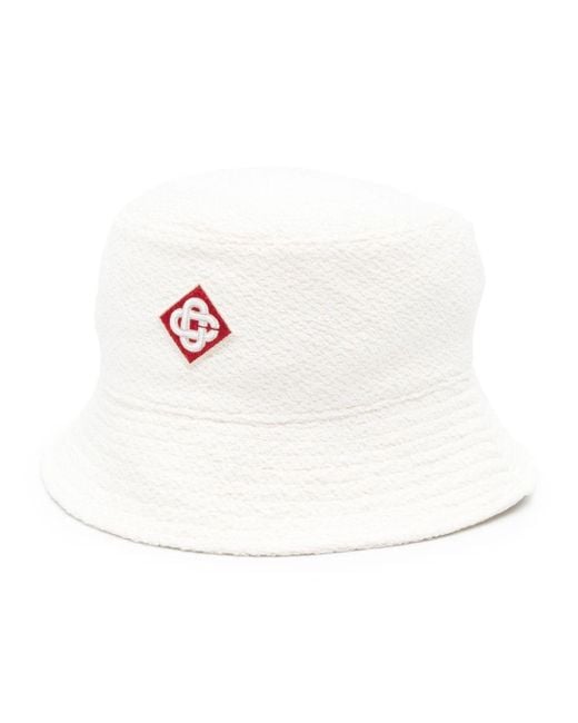 Casablancabrand White Logo Crepe Bucket Hat