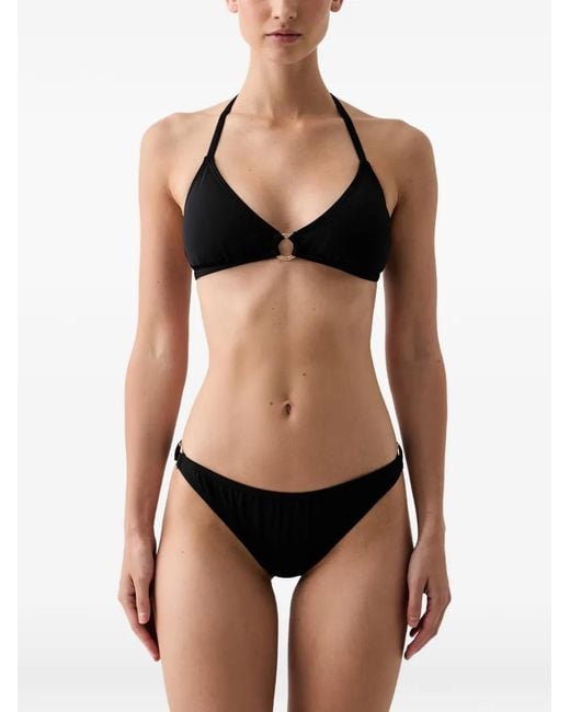 MICHAEL Michael Kors Black Ring-Detail Halterneck Bikini