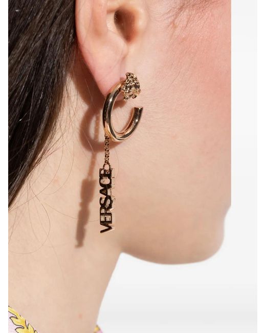 Versace White Medusa-Logo Earrings