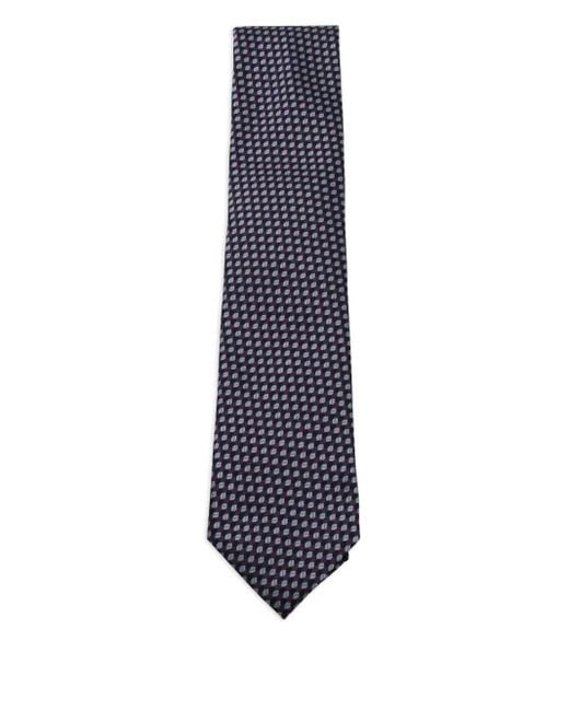 メンズ Zegna ジオメトリックパターン ネクタイ Blue