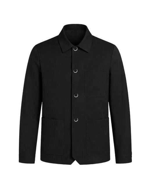 Barena Geknöpfte Hemdjacke Mit Taschen in Black für Herren