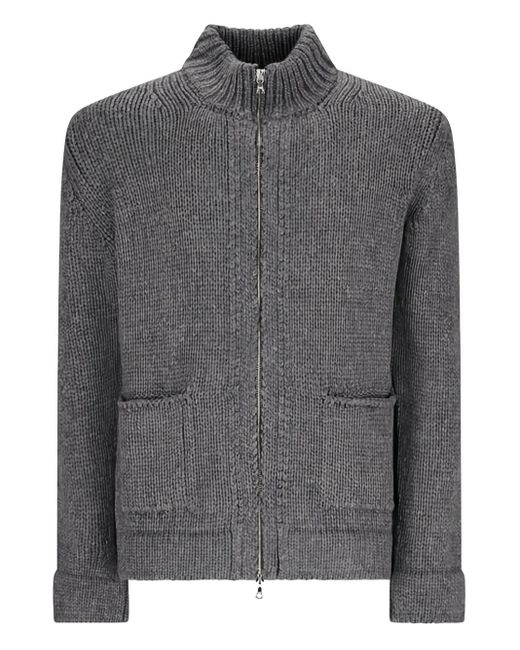 Fabrizio Del Carlo Gray Zip-Up Cardigan for men