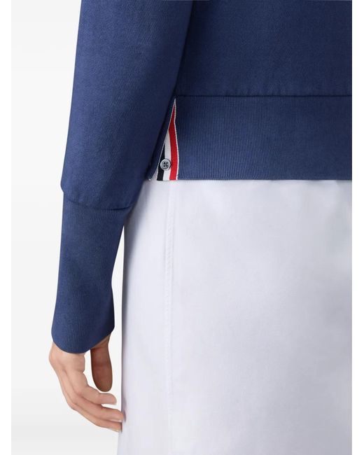Thom Browne Blue Loopback 4-Bar Shrunken Hoodie