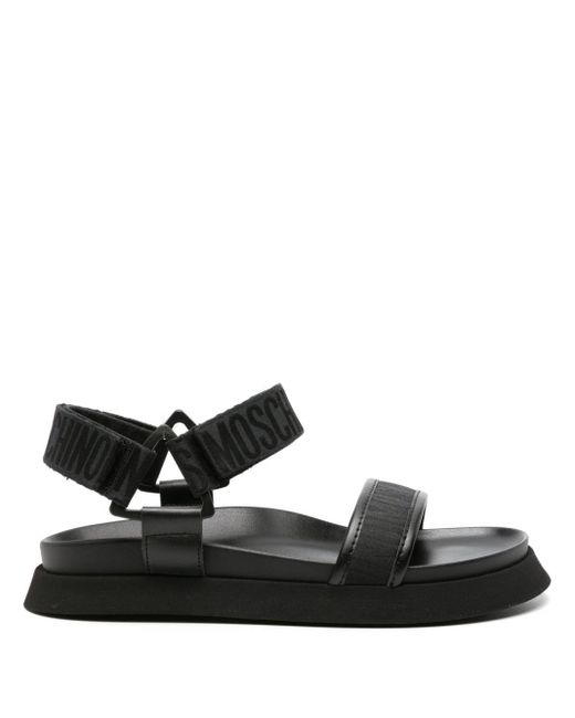 Moschino Black Logo-print Touch-strap Sandals for men