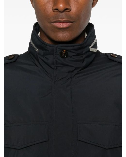 Moorer Black Denver Shoulder-Epaulette Jacket for men