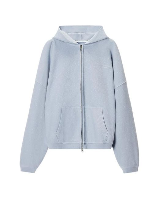 Alexander Wang Blue Hotfix-Embellished Zip-Up Hoodie for men