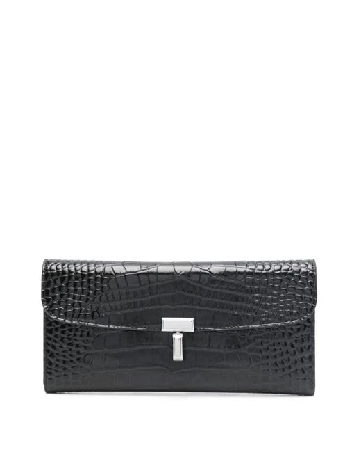 Cartera T-lock con efecto de piel de cocodrilo Totême  de color Black