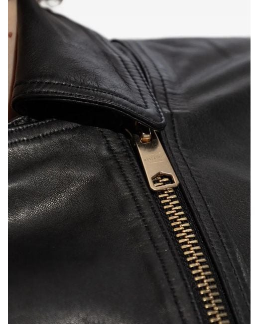 AllSaints Vela アシンメトリージップ レザージャケット Black