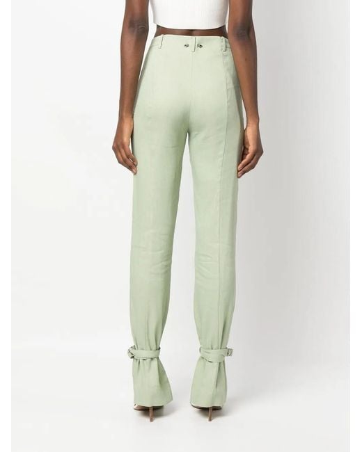Patrizia Pepe Green Twill Buckled-Ankle Trousers